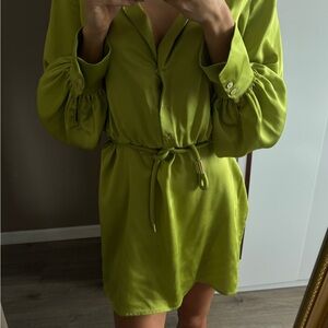 Elegant Green Button-Up Dress